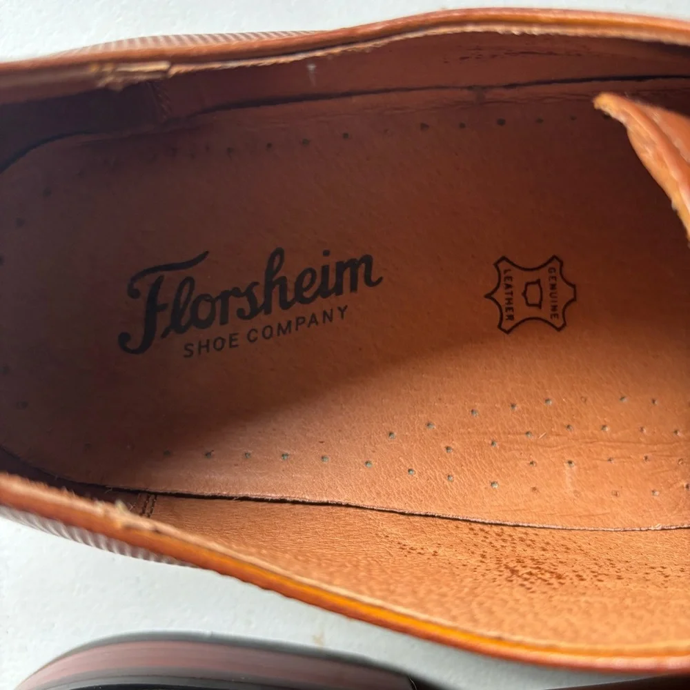 Florsheim Postino Cognac Smooth Leather Cap Toe Derby Dress Shoes 13 D Wedding